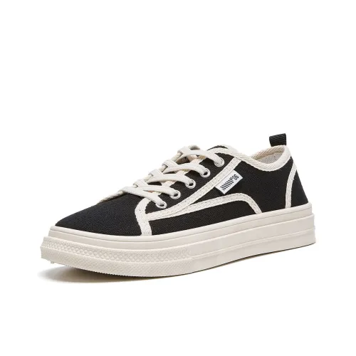 Little Red Man Non slip Lightweight Low Top Skateboard Shoes Women's Black