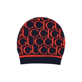 GUCCI Logo Jacquard Ribbed Edge Beanie