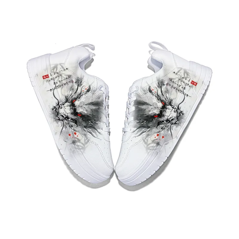 Cold Cicadas Yesterday Anti Slip Wear Resistant Lightweight Breathable Low Top Skateboard Shoes Unisex White-3