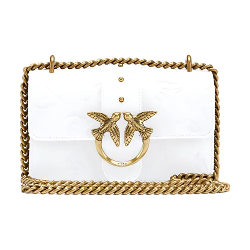 PINKO Cow Leather Crossbody Bag, Shoulder Bag Trumpets Women's White