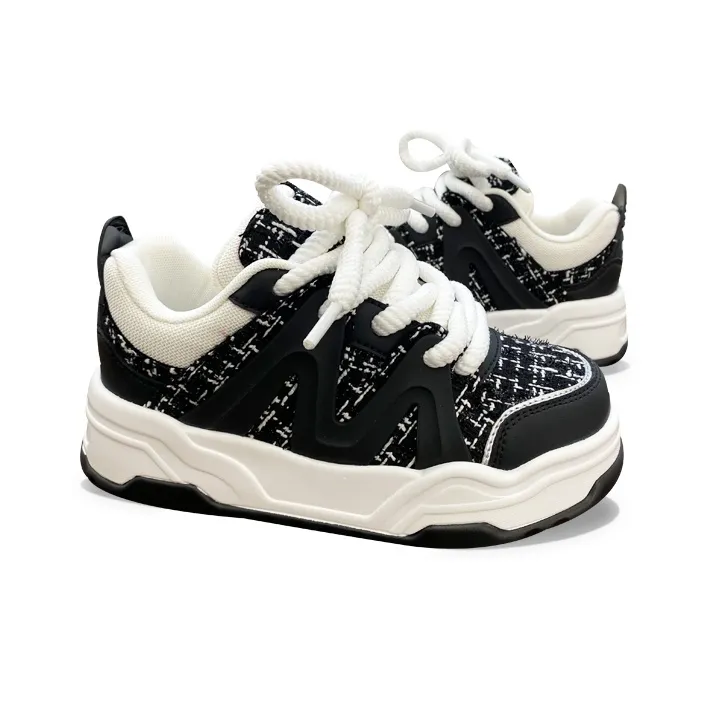 XLAIII Anti Slip And Wear Resistant Height Increasing Low Top Chunky Sneakers Unisex Fragrance Black-2