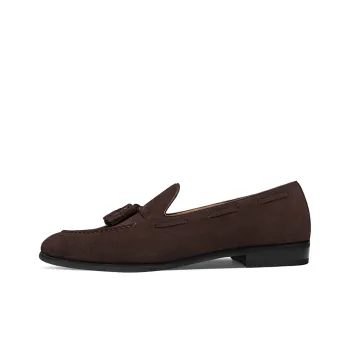 THOM WILLS British Velvet Fringe Loafers Casual Shoes Men's Dark Coffee