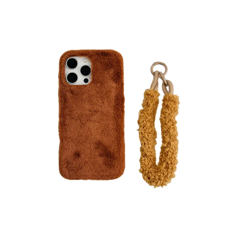 Wei Xin Plush Material Solid Color Plush Lanyard Phone Cases Compatible With IPhone 16/15 Pro Max/Apple 13/14 Pro/Max-31