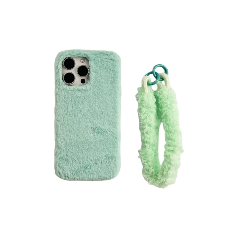 Wei Xin Plush Material Solid Color Plush Lanyard Phone Cases Compatible With IPhone 16/15 Pro Max/Apple 13/14 Pro/Max-26