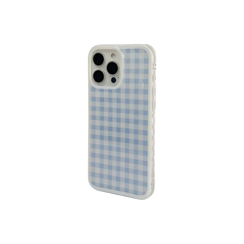 Wei Xin Acrylic Material Blue Plaid Stand Pendant Phone Cases Compatible With IPhone 16/15 Pro Max/Apple 13/14 Pro/Max-10