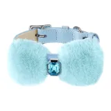[Sky Blue Luxury Clothing Sets]Plush Bowknot+Solid Color Collar