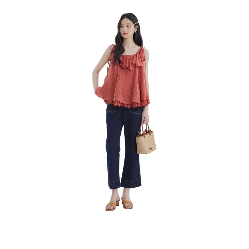 DEAR DEER PUFF Camisole Women's Red-1
