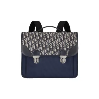 DIOR Canvas With Leather Backpack Kids' Blue & Beige