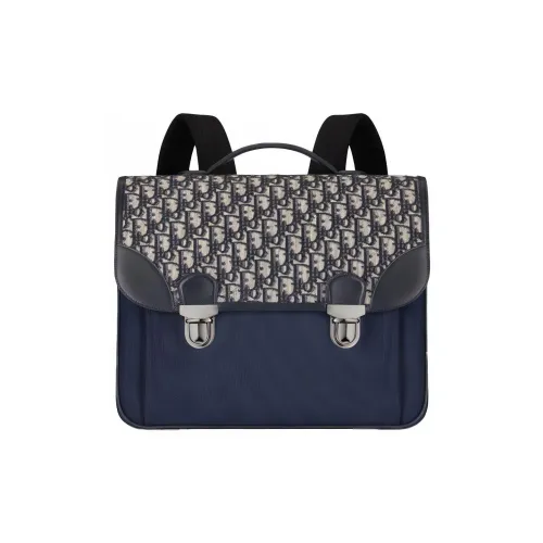 DIOR Canvas With Leather Backpack Kids' Blue & Beige