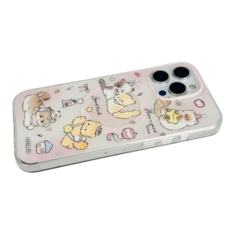 Wei Xin Acrylic Material Magnetic Kitten Dog Stand Phone Cases Compatible With IPhone 16/15 Pro Max/Apple 13/14 Pro/Max-7