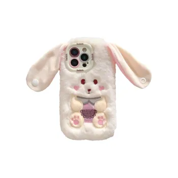 Wei Xin Plush Material Plush Big Ears Rabbit Phone Cases Compatible With IPhone 16/15 Pro Max/Apple 13/14 Pro/Max