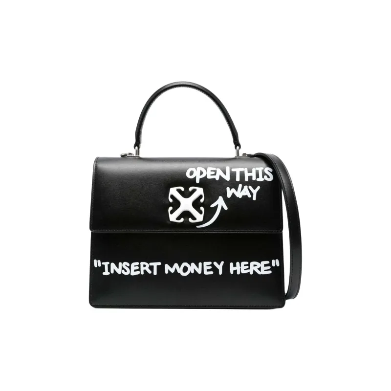 OFF WHITE Jitney 2.8 Logo Plaque Tote Bag-0