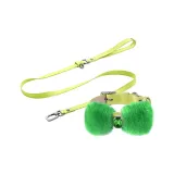 [Green Exclusive Clothing Sets]Plush Bowknot+Solid Color Collar+Solid Color Leash