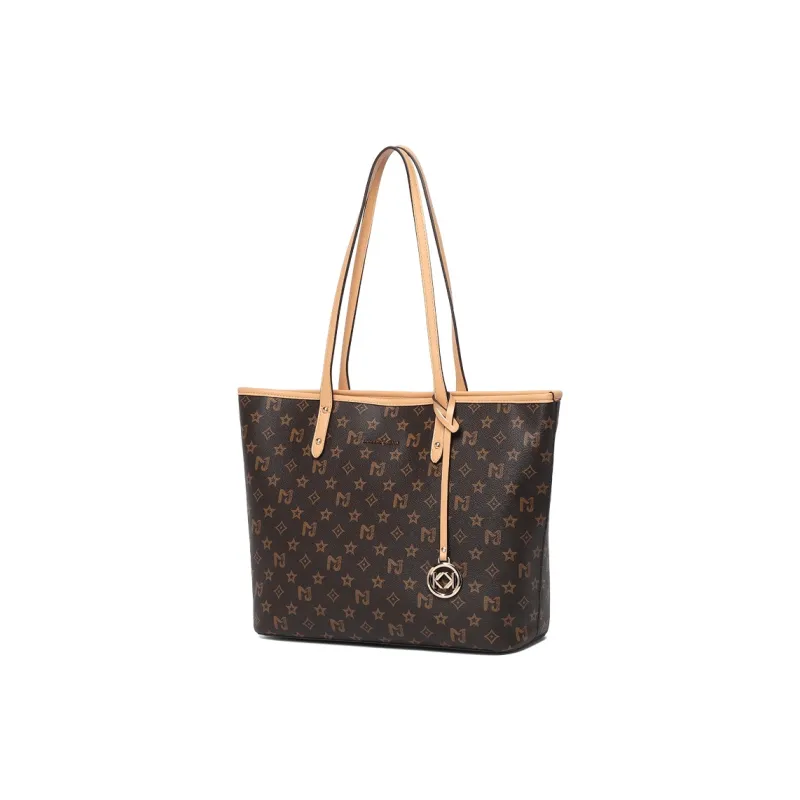 Vigno Synthetic Leather Tote Bag Shopping Bag Shoulder Bag Regular Women's Ecru/Brown-13