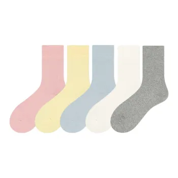 COTTON CHEESE Mid Calf Socks Unisex 5 Pack