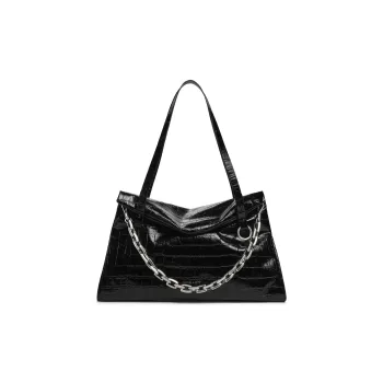 CHARLES&KEITH PU Shoulder Bag Large Size Women's Noir Black