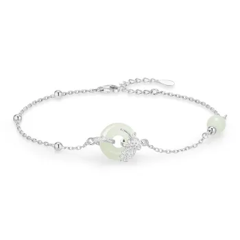 ZSY Bracelets Pale Greenish White Jade Women's