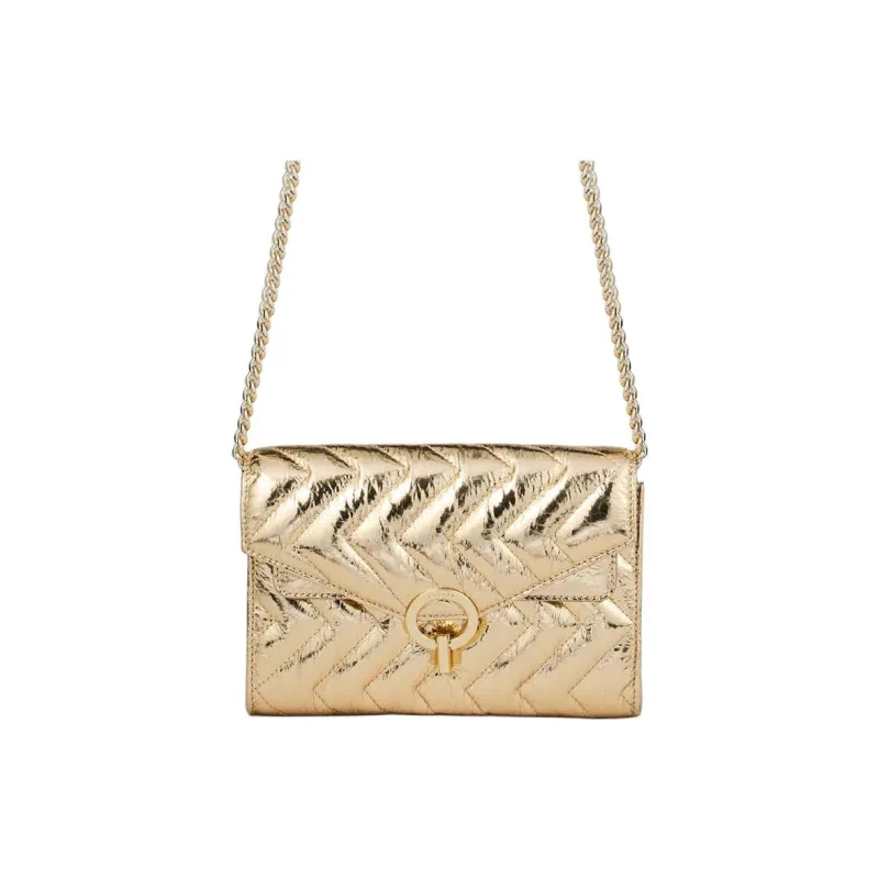 Sandro Cow Leather Shoulder Bag Medium Size Women's Gold-1