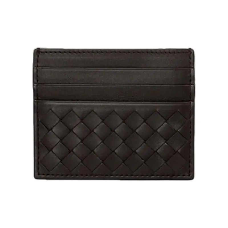 Bottega Veneta Intrecciato Leather Card Holder Men's Brown-0
