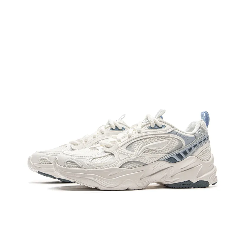 LiNing Meteor 2K Slip Resistant, Abrasion Resistant, Breathable Low Top Chunky Sneakers Women's White Blue-2