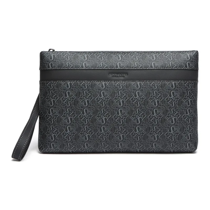 SEPTWOLVES Cow Leather Clutch Men's Black-0