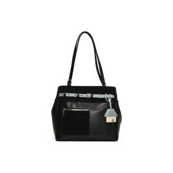 SURELAPTOP PU Shoulder Bag Tote Handbag Women's Black/Brown
