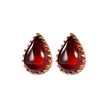 S&A S925 Silver With Amber Jade Stud Earrings Women's