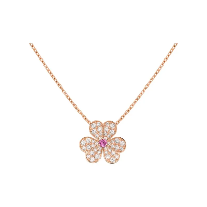 Van Cleef & Arpels Frivole Series 18K Rose Gold Pendant Necklaces Women's Rose Gold-0