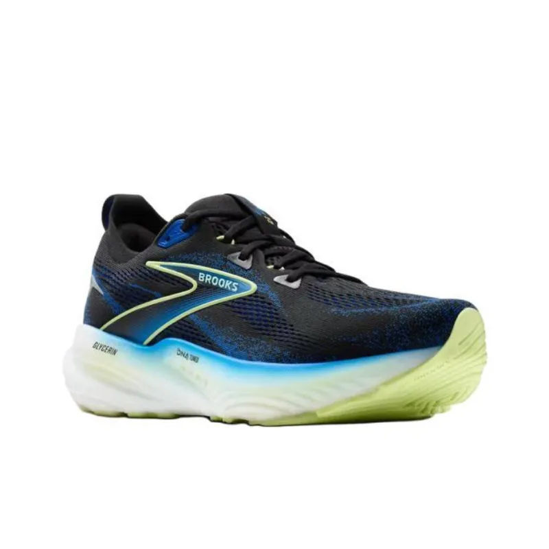 Brooks Anti Slip Wear Resistant Low Top Running Shoes Men's Black Blue Yellow-2