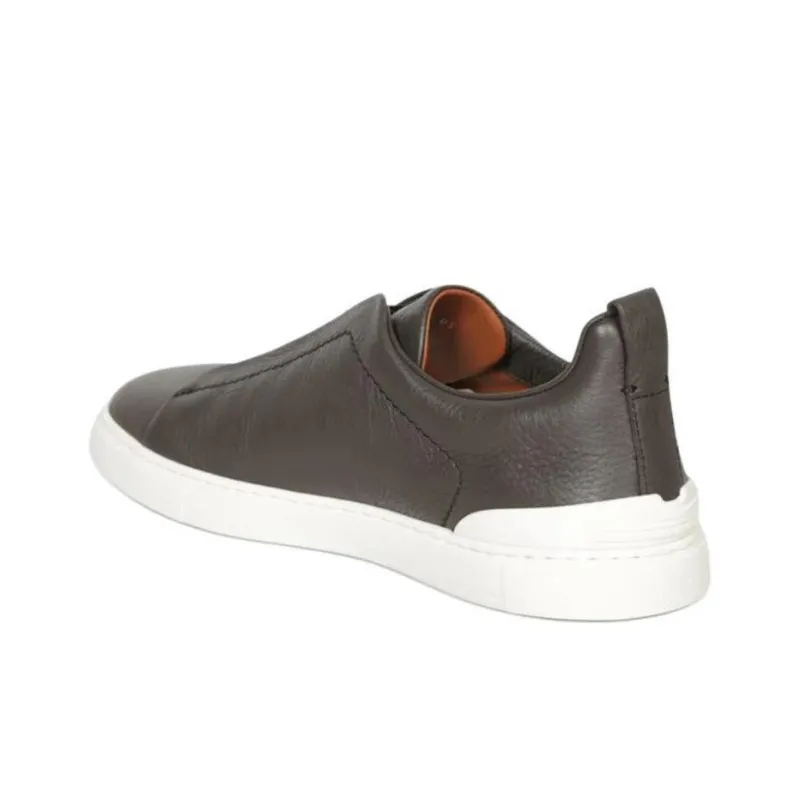 Zegna Low Top Skateboard Shoes Men's Dark Brown-3