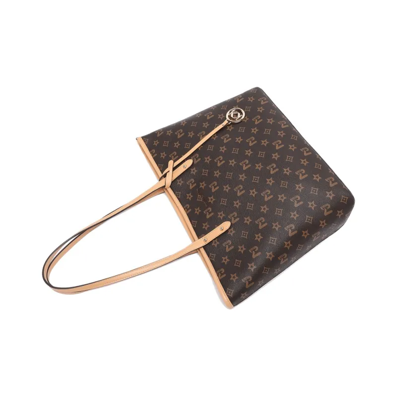 Vigno Synthetic Leather Tote Bag Shopping Bag Shoulder Bag Regular Women's Ecru/Brown-14