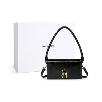 PIERRE CARDIN Synthetic Leather Commute Crossbody Bag, Handbag Women's Black