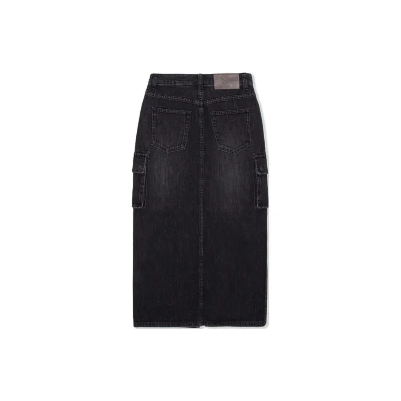 MLB New York Yankees Denim Long Skirts Women's Black-1