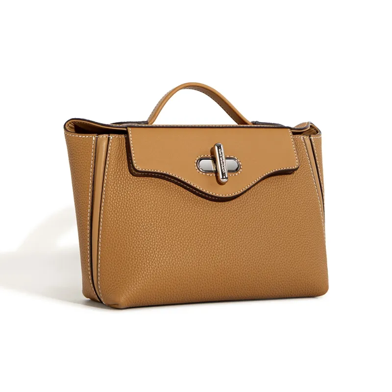 Cthulhu Top Grain Cow Leather Shoulder Bag Crossbody Bag Handbags Medium Size Women's Brown/Black-2