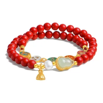 With The Heart Of The Jade Cinnabar Bracelets Women's