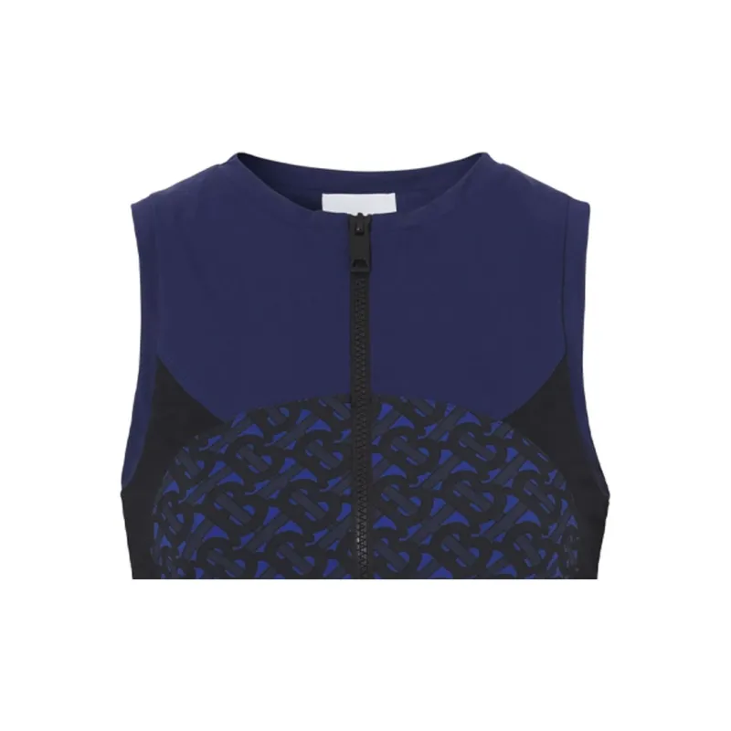 Burberry Tb Monogram Print Zipped Crop Top 'Deep Royal Blue'-4