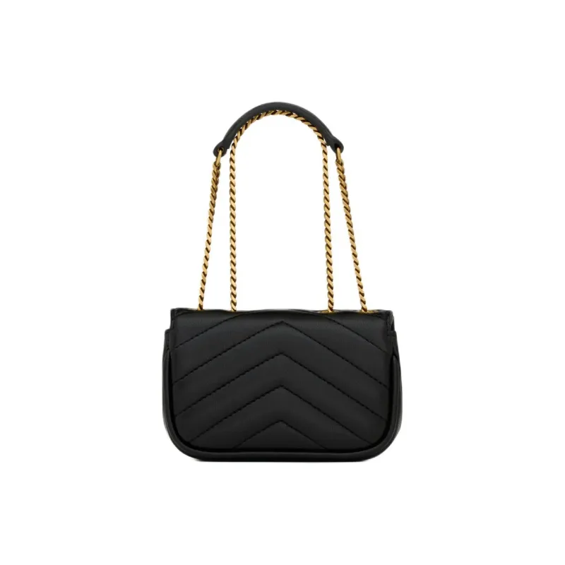 SAINT LAURENT Lambskin Shoulder Bag Extra Mini Women's Black-3