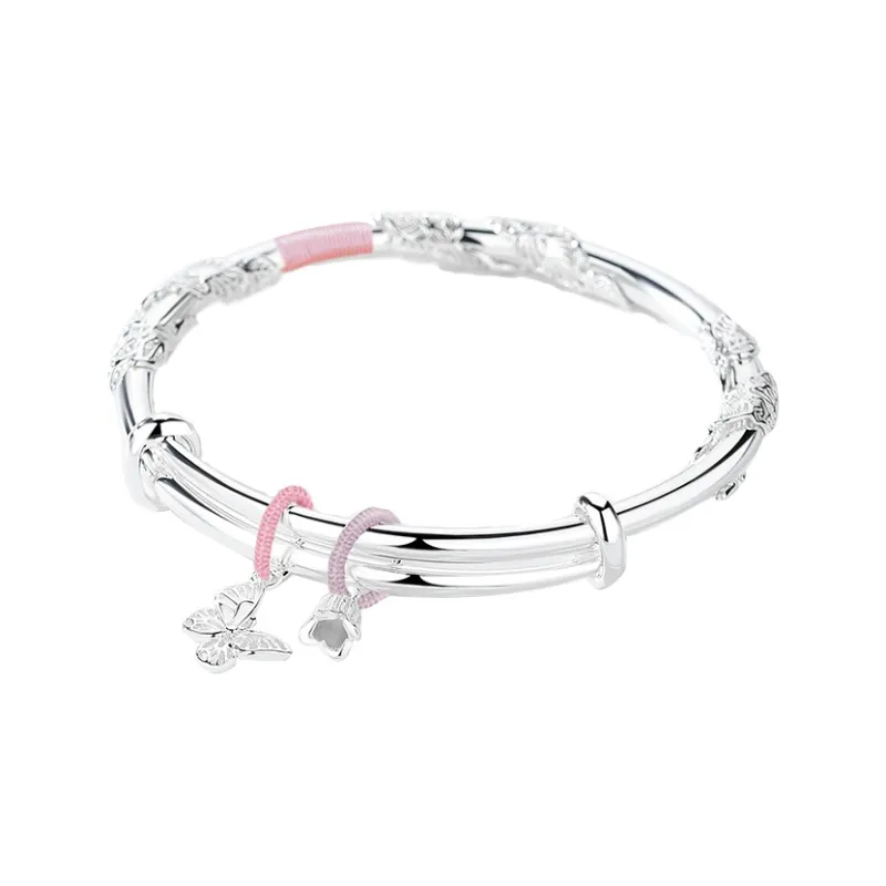 Fu Ru Ji Niche Luxury Advanced Sensory Flower Wealth Zodiac Year Red String Solid Hand Accessory Bangles Women's-0