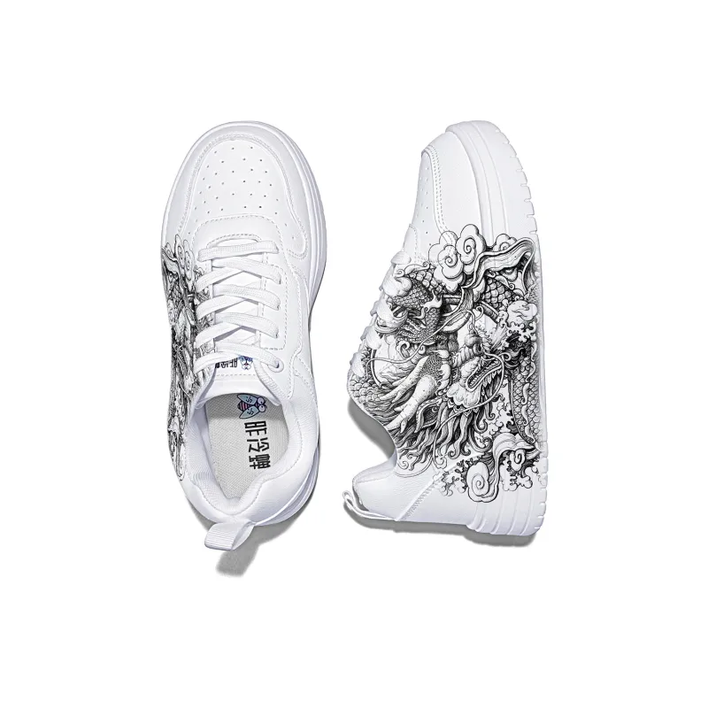 Cold Cicadas Yesterday Anti Slip Wear Resistant Lightweight Breathable Low Top Skateboard Shoes Unisex White-5