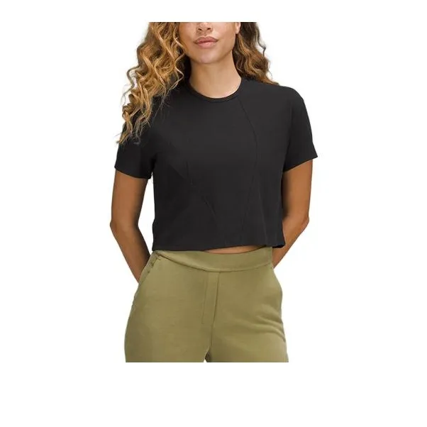 Lululemon Ribbed Asymmetrical Yoga T Shirts Women's-0