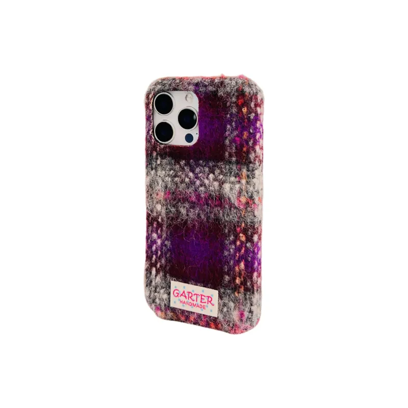 Wei Xin Plush Material Flannelette Plaid Lanyard Phone Cases Compatible With IPhone 16/15 Pro Max/Apple 13/14 Pro/Max-33