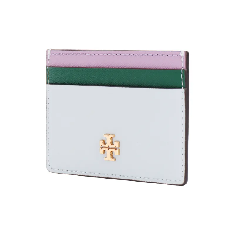 TORY BURCH Emerson Saffiano Leather Card Holder Women's White, Pink, Green, Multicolor-1