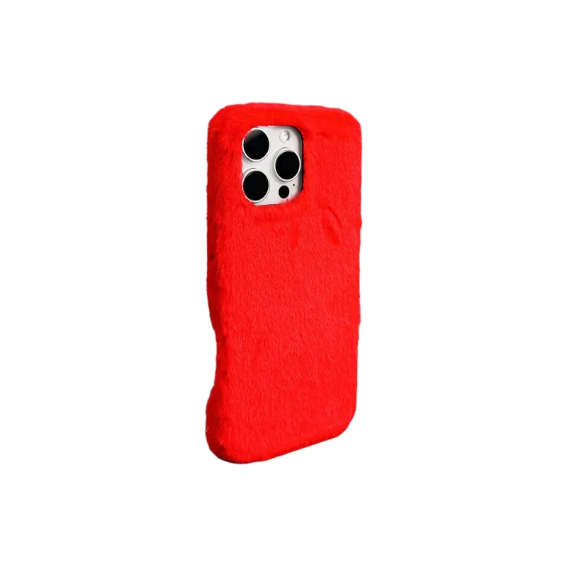 Wei Xin Plush Material Solid Color Plush Lanyard Phone Cases Compatible With IPhone 16/15 Pro Max/Apple 13/14 Pro/Max-13