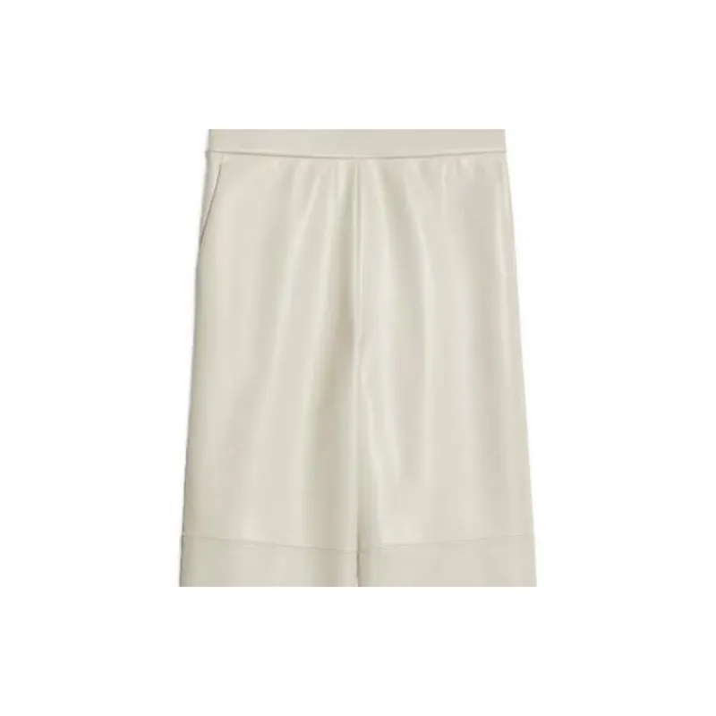 MaxMara Luciana Collection Coated Fabric Trousers Casual Pants Women's White-4