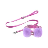 [Barbie Pink Exclusive Clothing Sets]Plush Bowknot+Solid Color Collar+Solid Color Leash