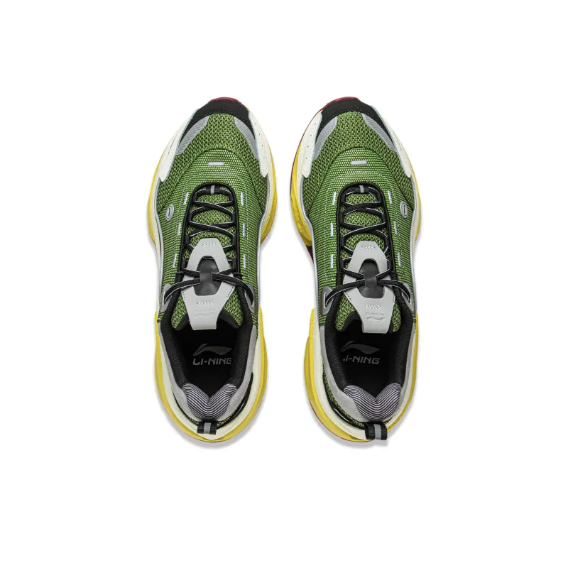 LiNing Cushioning Reflective Rebound Low Top Running Shoes Men's Green Black Yellow-3