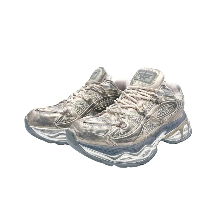 QIANJIN Cushioning Coverage Support Low Top Chunky Sneakers Unisex Champagne Gold-2