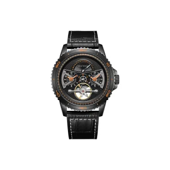 Sea Gull Automatic Mechanical Movement Cow Leather Strap Watch Men's Watches Black Dial