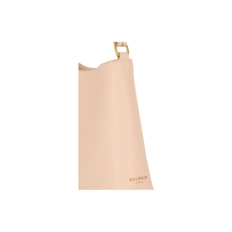 BALMAIN Grained Calfskin Shoulder Bag Women's Light Umber-4