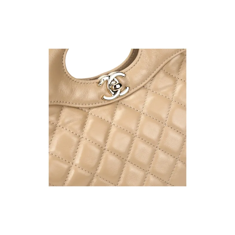 CHANEL Lambskin Chain Shoulder Bag Crossbody Bag Handbag Mini Women's Dark Beige-4